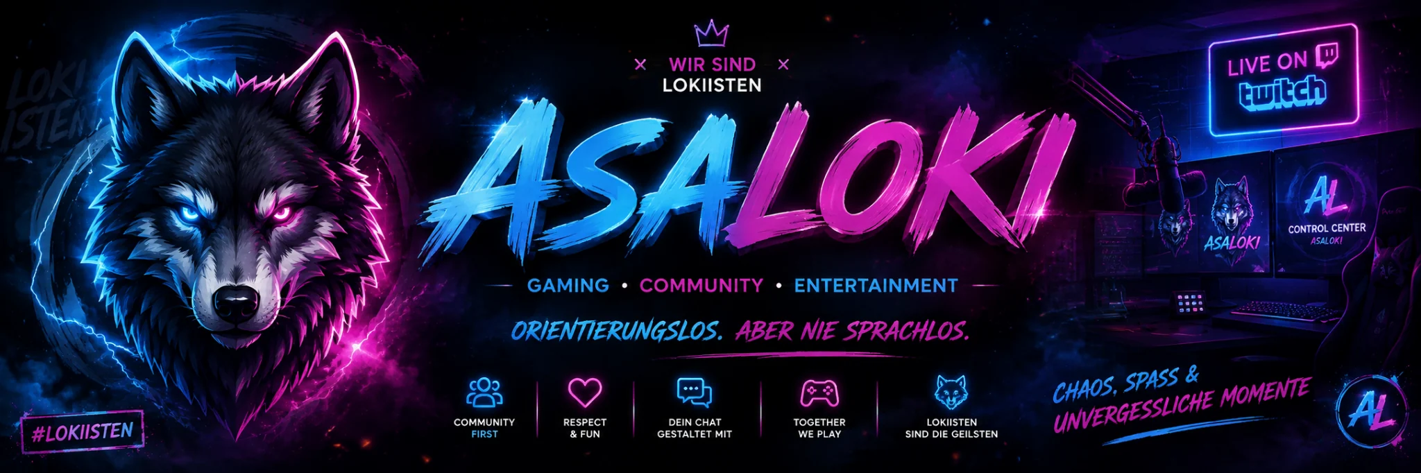 AsaLoki Neon Wolf Gaming Community Banner